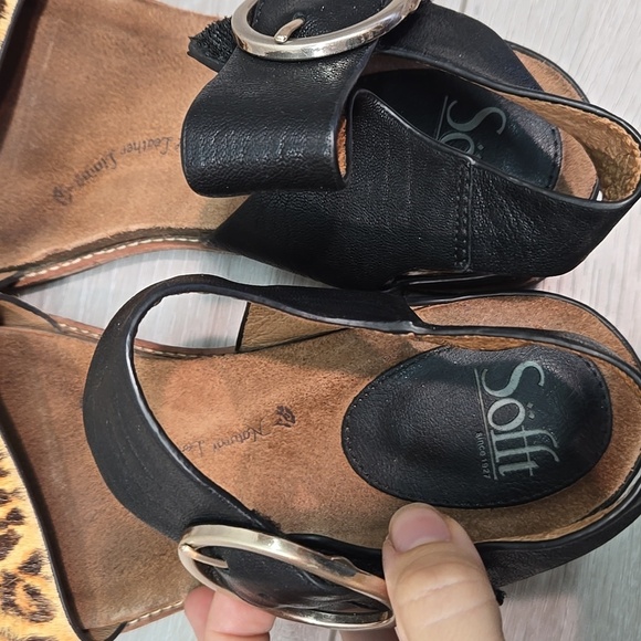 Sofft Women Leopard Leather Cow Hair Ankle Sandals Shoes Sz 9.5M - Picture 6 of 13